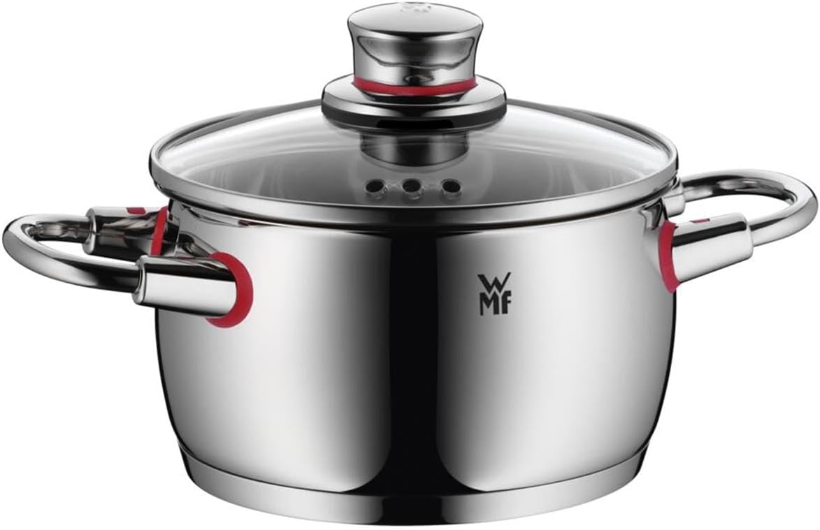 WMF Quality One Topfset 4-teilig, Induktion, Glasdeckel, Cromargan Edelstahl, unbeschichtet, Dampföffnung