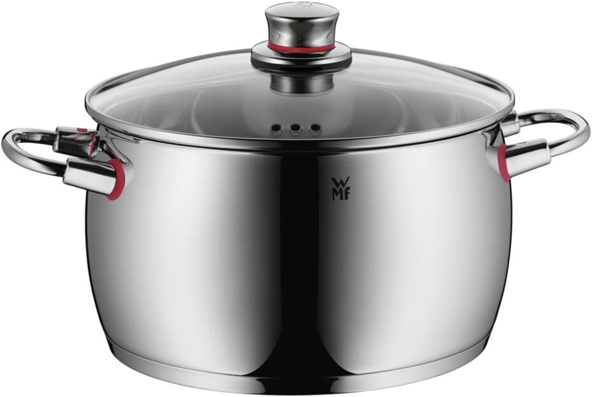 WMF Quality One Topfset 4-teilig, Induktion, Glasdeckel, Cromargan Edelstahl, unbeschichtet, Dampföffnung